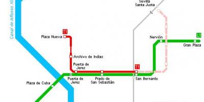 Карта на Севиля трамвай