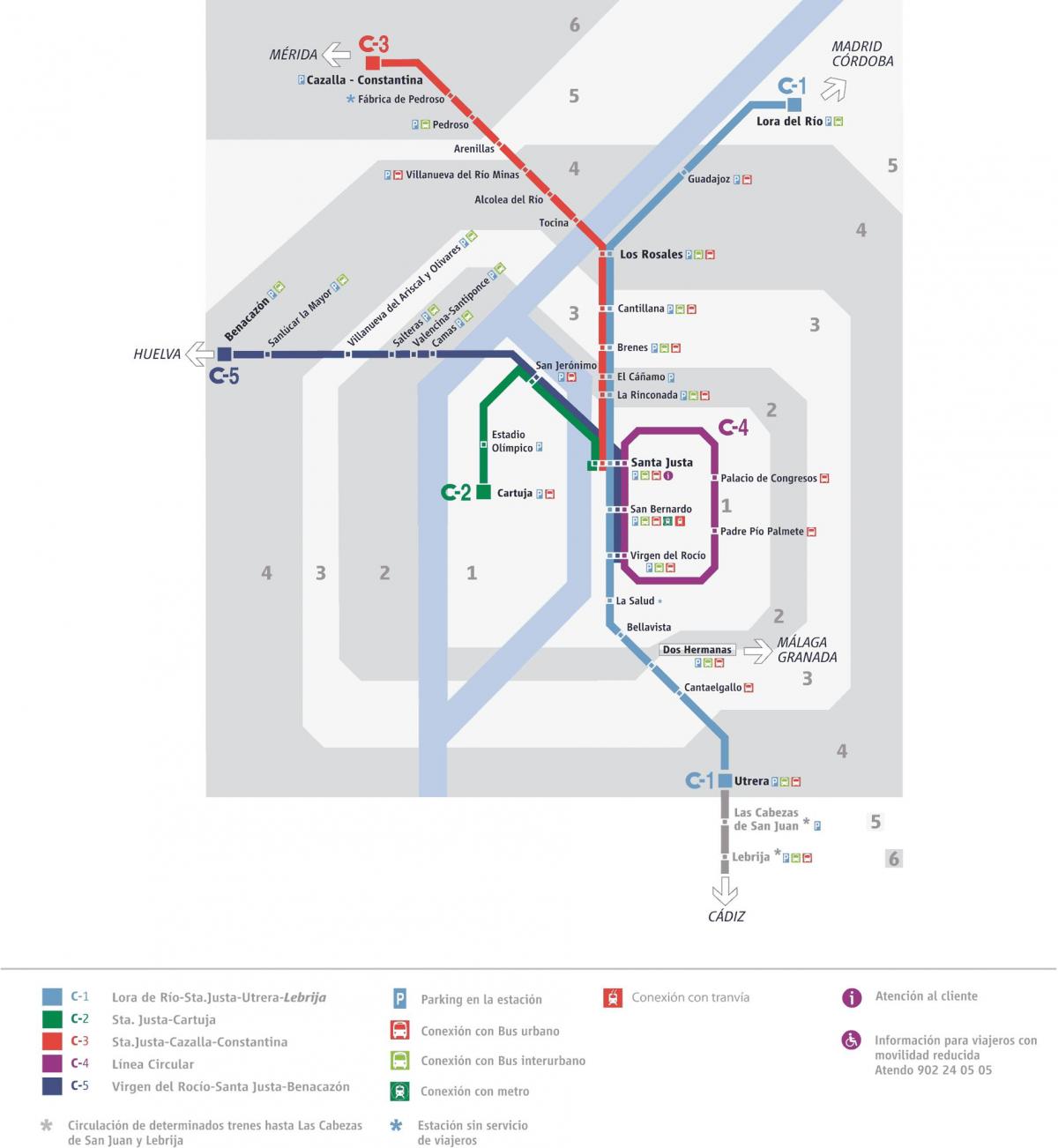 карта на Севиля влак 