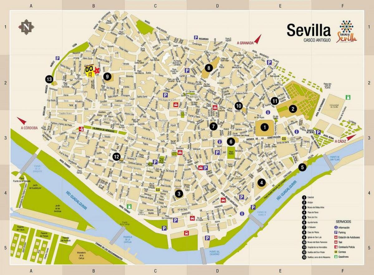 карта на Плаза де армас Севиля 