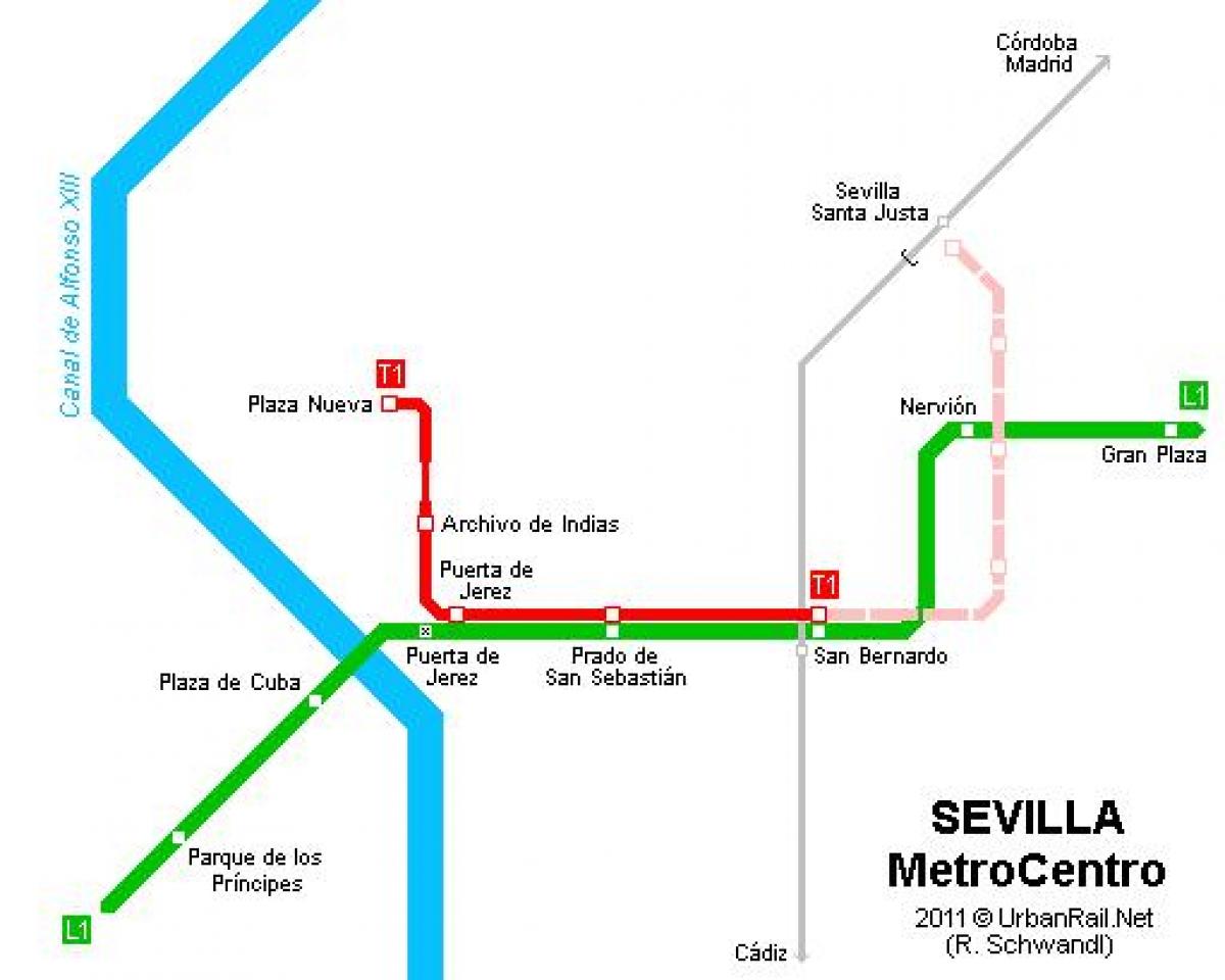 карта на Севиля трамвай