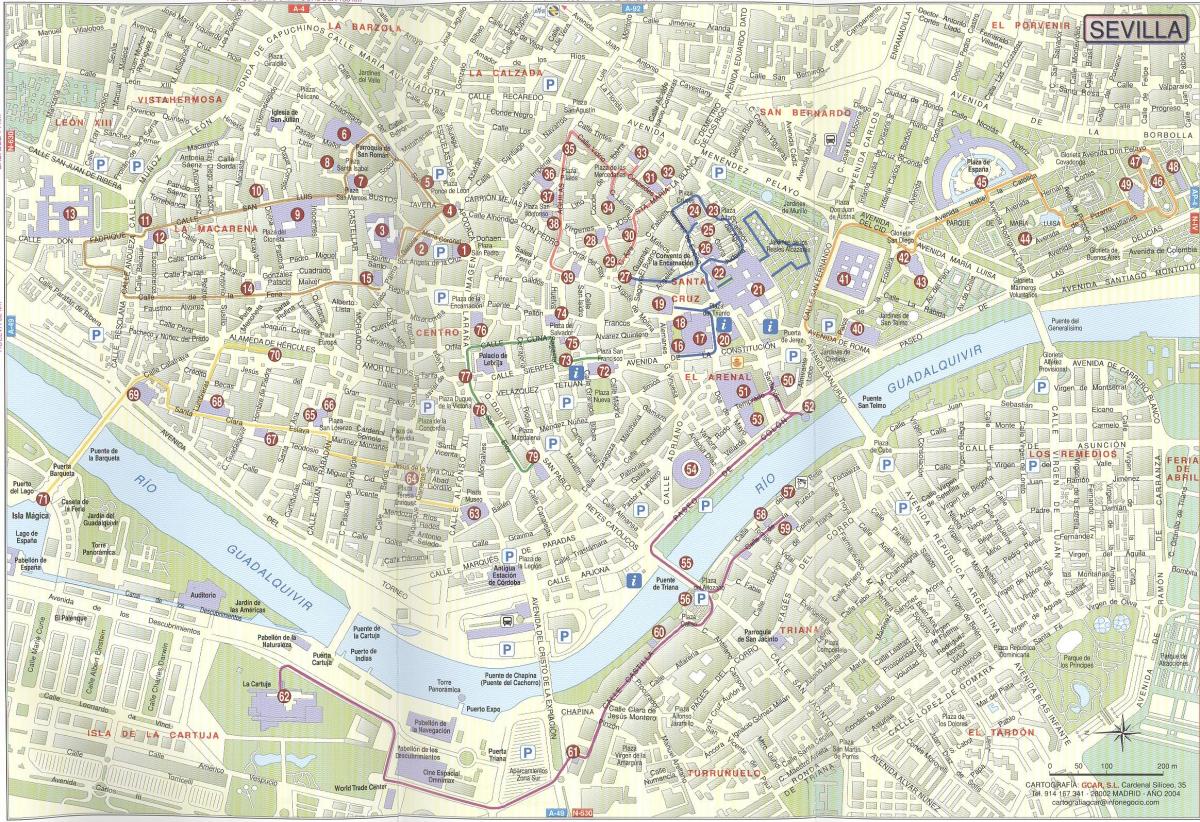 карта на улиците на Севиля, Испания