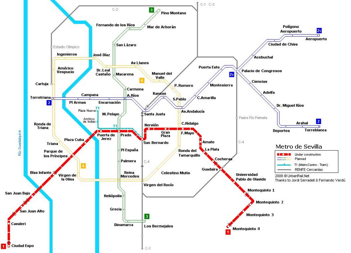карта на метрото Севиля 