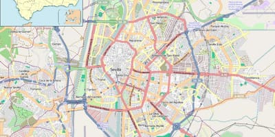 Карта на Севиля Испания квартали