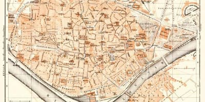 Карта на стария град на Севиля в Испания