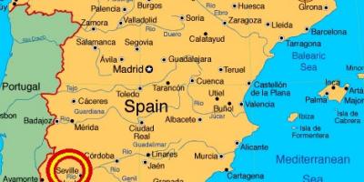 Карта на Испания показва Севиля